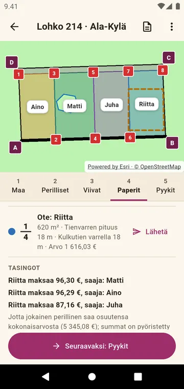 Paperit: perillisen ote ja tasingot