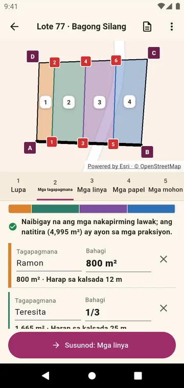 Ang mga tagapagmana at ang bahagi nila, sa fraction o sa lawak