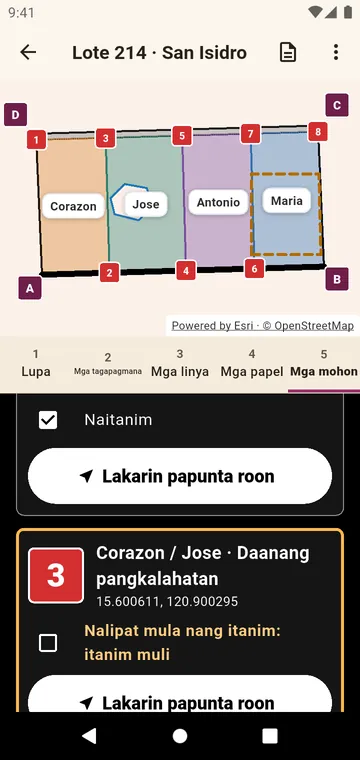 Ang mga mohon, para lakarin papunta roon at markahan kapag naitanim