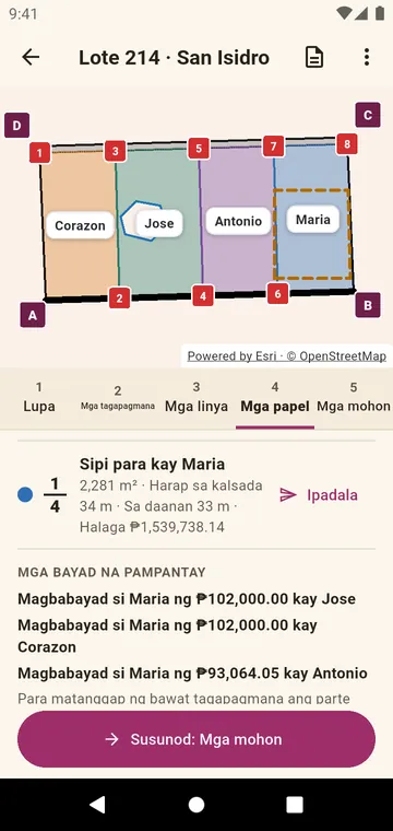 Ang mga papel: ang sipi ng isang tagapagmana at ang mga bayad na pampantay