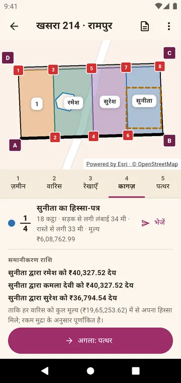 कागज़: एक वारिस का हिस्सा-पत्र और समानीकरण राशि