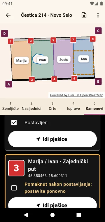 Međaši, da do njih dođete pješice i označite ih kad su postavljeni