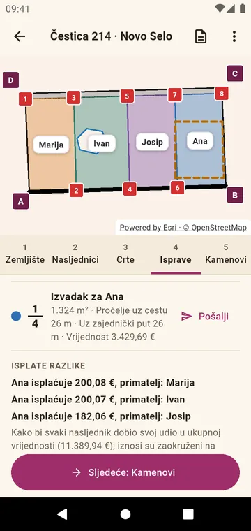 Papiri: izvadak jednog nasljednika i isplate razlike