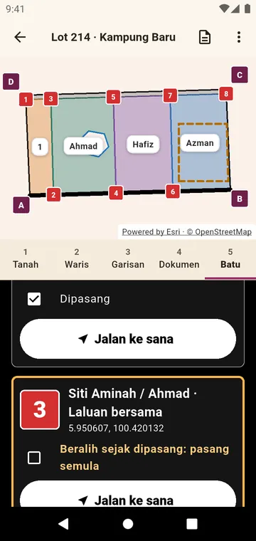 Batu sempadan, untuk didatangi dan ditanda selepas dipasang