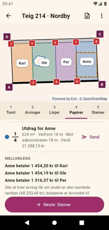 Papirene: utdraget til en arving og mellomlegget