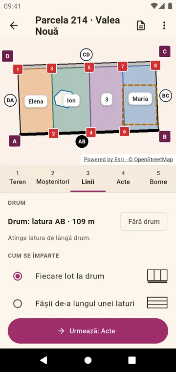 Parcela tăiată astfel încât fiecare lot să ajungă la drum