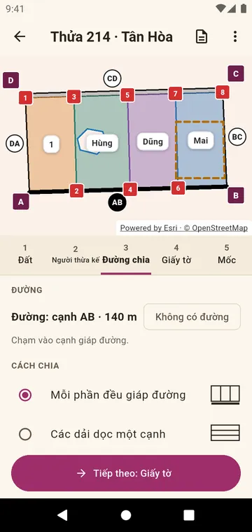 Thửa đất được cắt để phần nào cũng giáp đường
