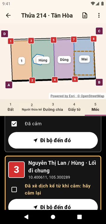 Các mốc ranh giới, để đi bộ đến và đánh dấu khi đã cắm